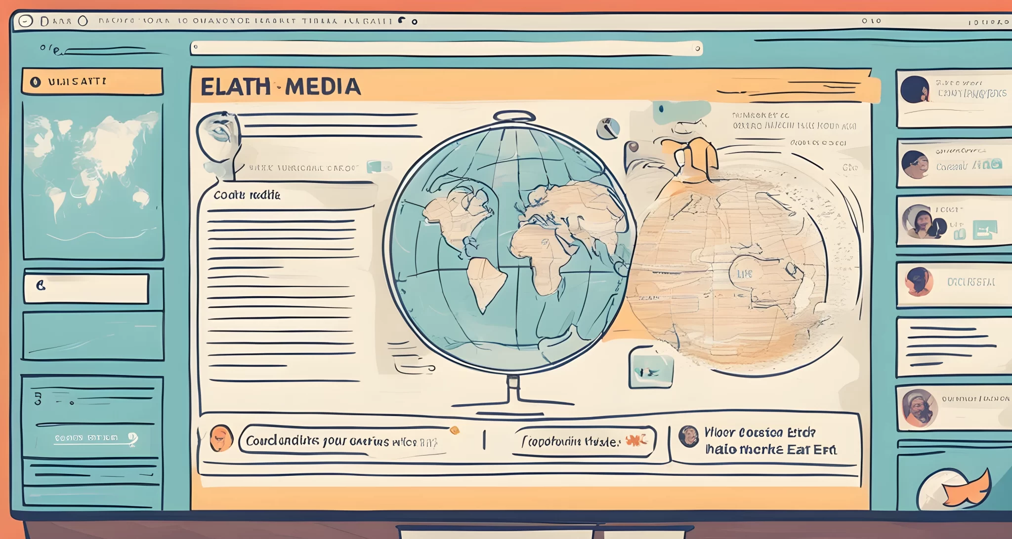 A computer screen showing a social media platform with posts and comments related to the Flat Earth theory.