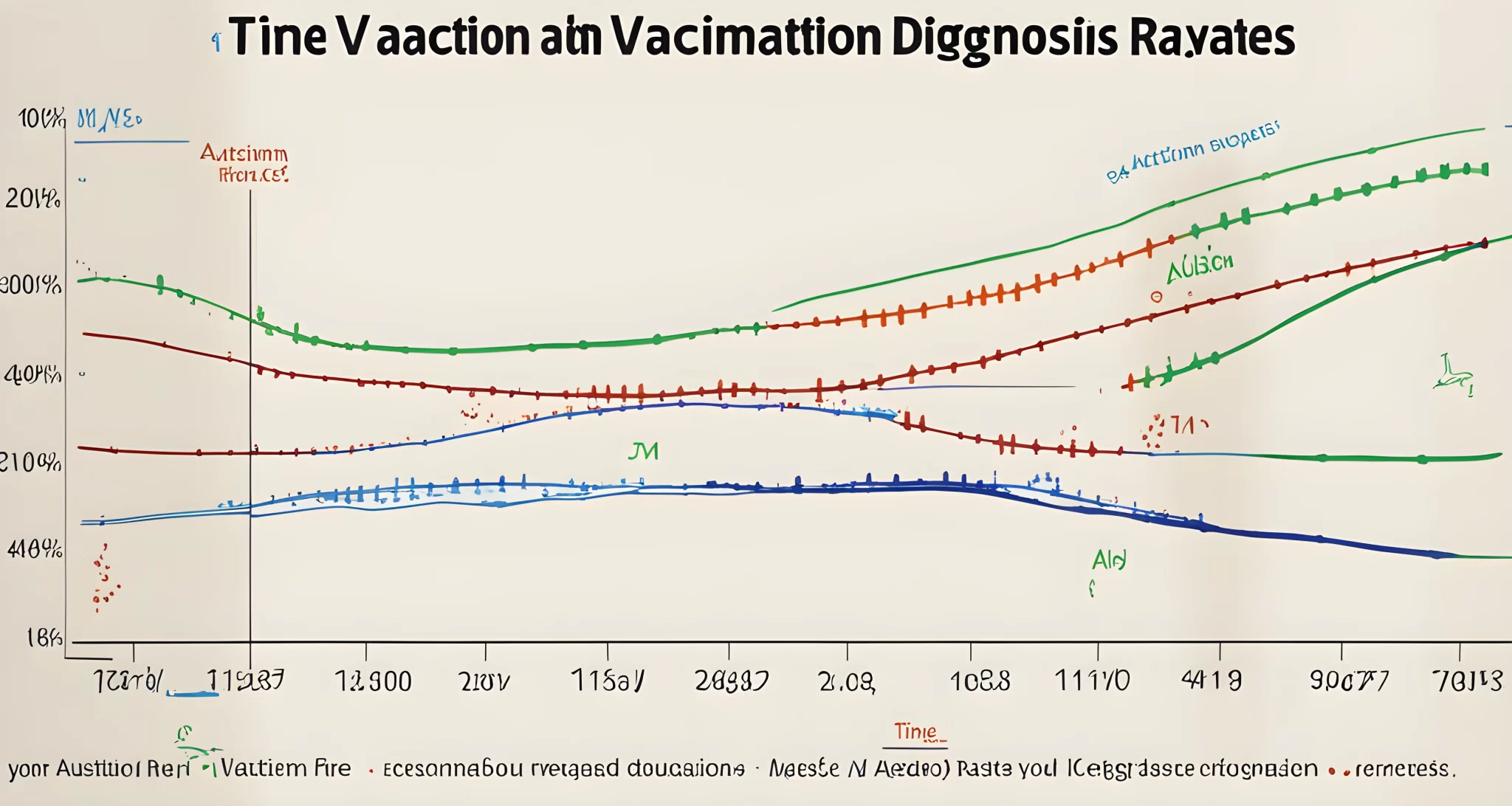 The image shows a graph comparing vaccination rates and autism diagnosis rates over time.