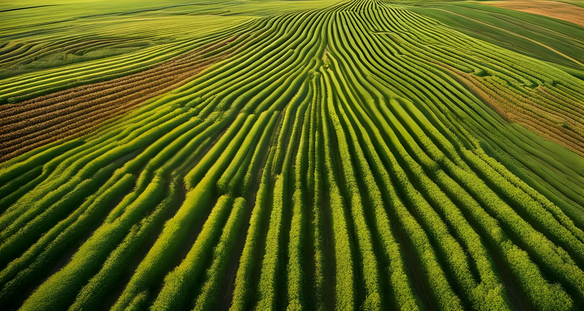 The image shows a large, intricate geometric pattern made in a field of crops.