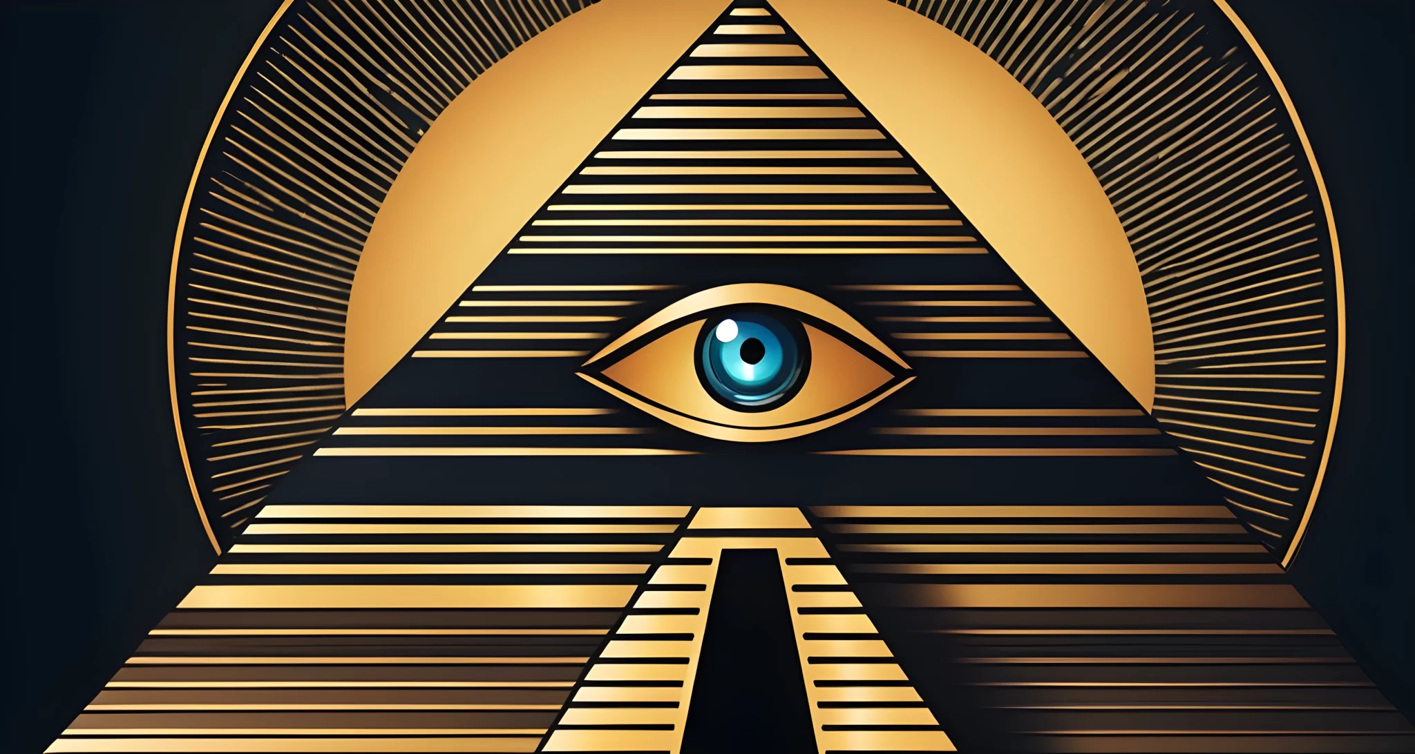 The image shows the iconic pyramid with the all-seeing eye symbol, commonly associated with the Illuminati, on a dark background.